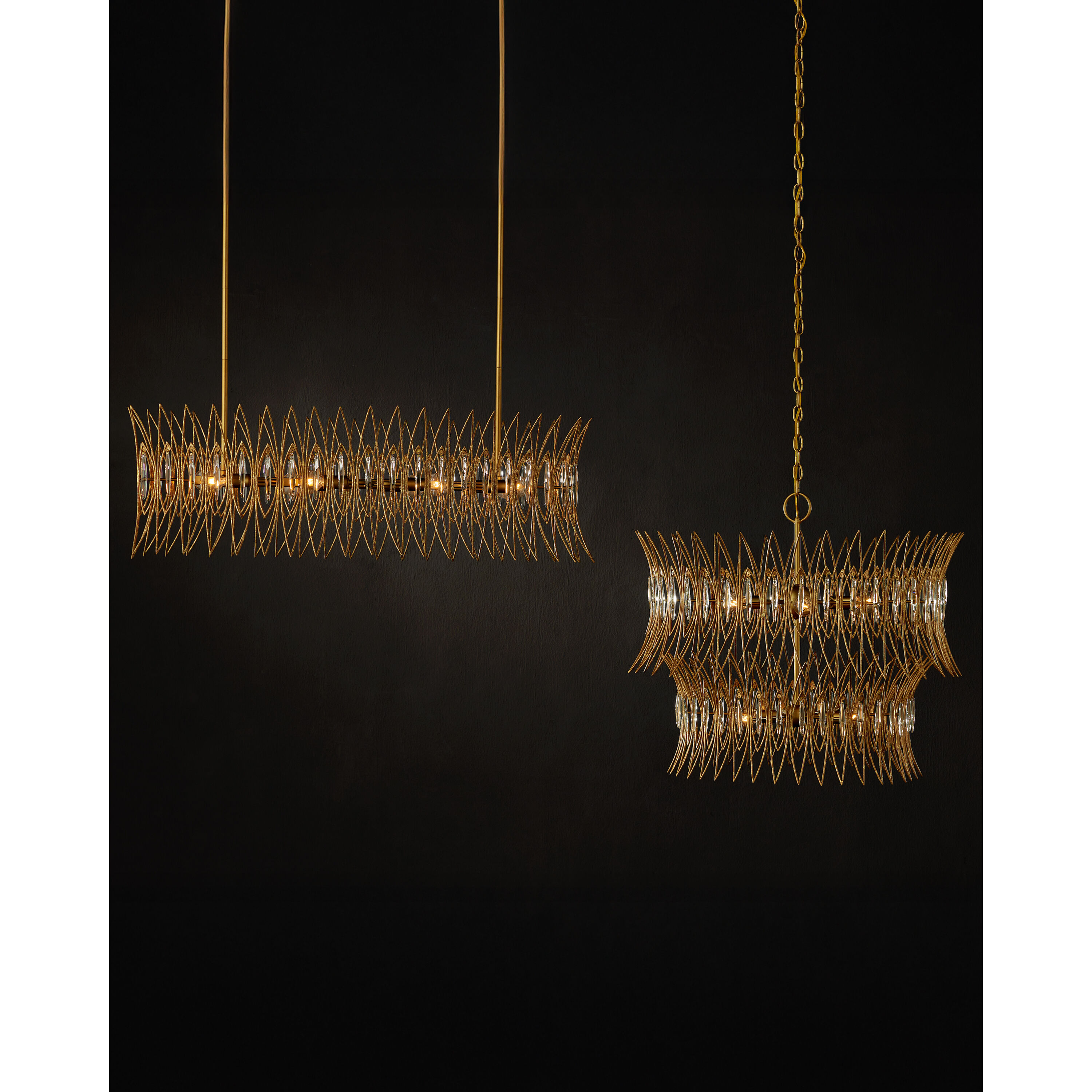 Marquise 9 Light 30 inch Clear/Luxor Gold Chandelier Ceiling Light, Medium