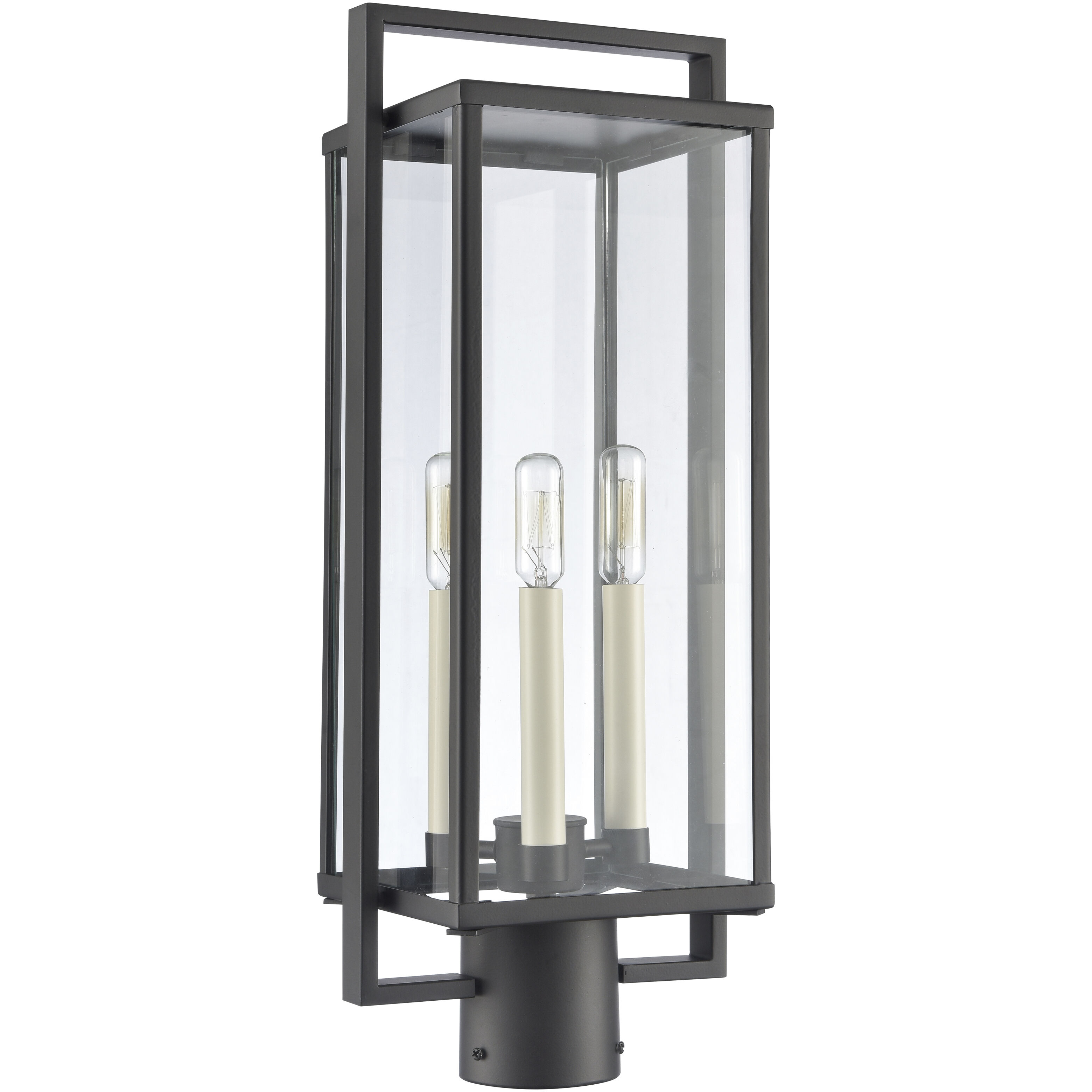 Gladwyn 3 Light 21.5 inch Matte Black with Off White Outdoor Post Light