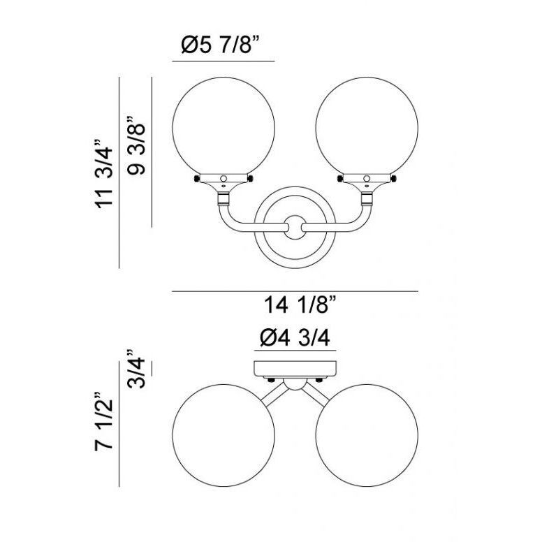 Particles Wall Sconce Wall Light in Chrome and Opal Glass