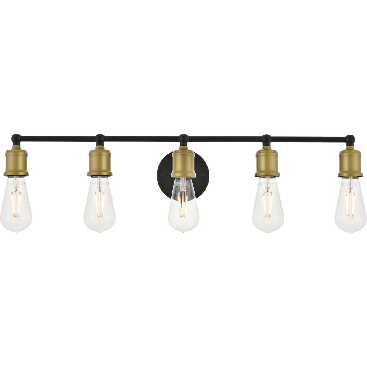 Living District LD4028W29BRB Serif 5 Light 29 inch Brass and Black Wall Sconce Wall Light