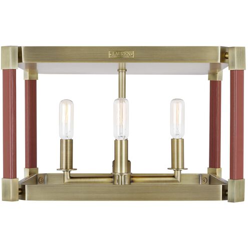 Hadley 4 Light 14.88 inch Time Worn Brass Flush Mount Ceiling Light