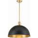 Soto 1 Light 20 inch Matte Black and Antique Gold Pendant Ceiling Light