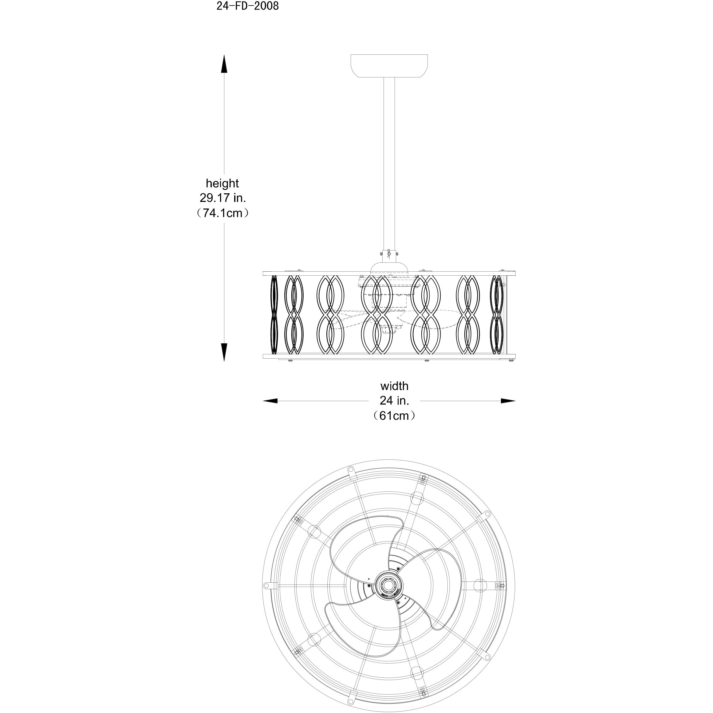 Snowden 14 inch Matte Black with Black Blades Fan D'Lier