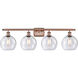 Ballston Athens 4 Light 36 inch Antique Copper Bath Vanity Light Wall Light in Seedy Glass, Ballston
