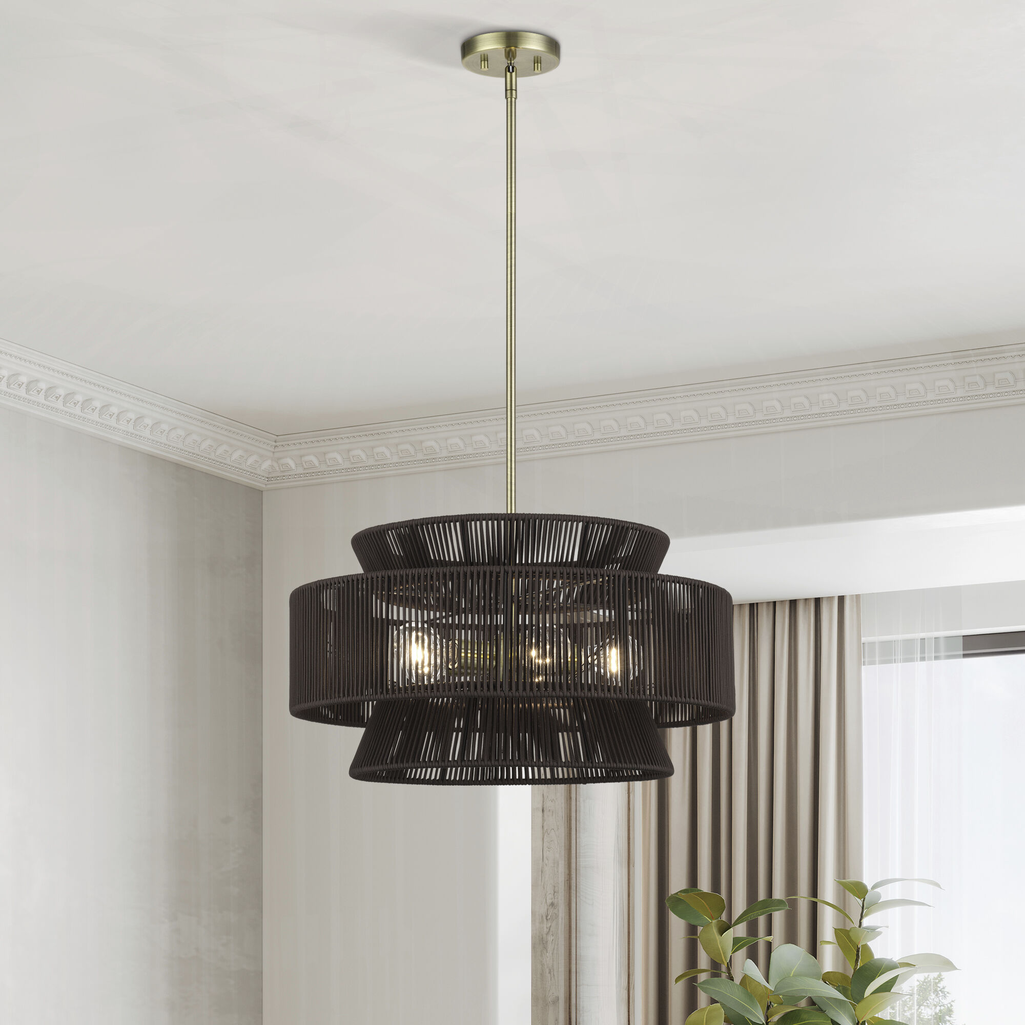 Florell 5 Light 22 inch Antique Brass Pendant Chandelier Ceiling Light