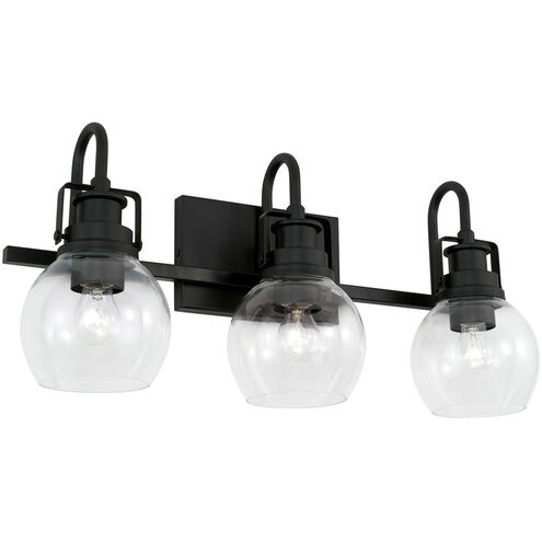 Elijah 3 Light 23.75 inch Matte Black Vanity Light Wall Light