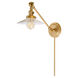 Soho Ashbury 19 inch 100 watt Satin Brass Swing Arm Wall Sconce Wall Light in Clear Glass, Rubbed Brass, Double Swivel