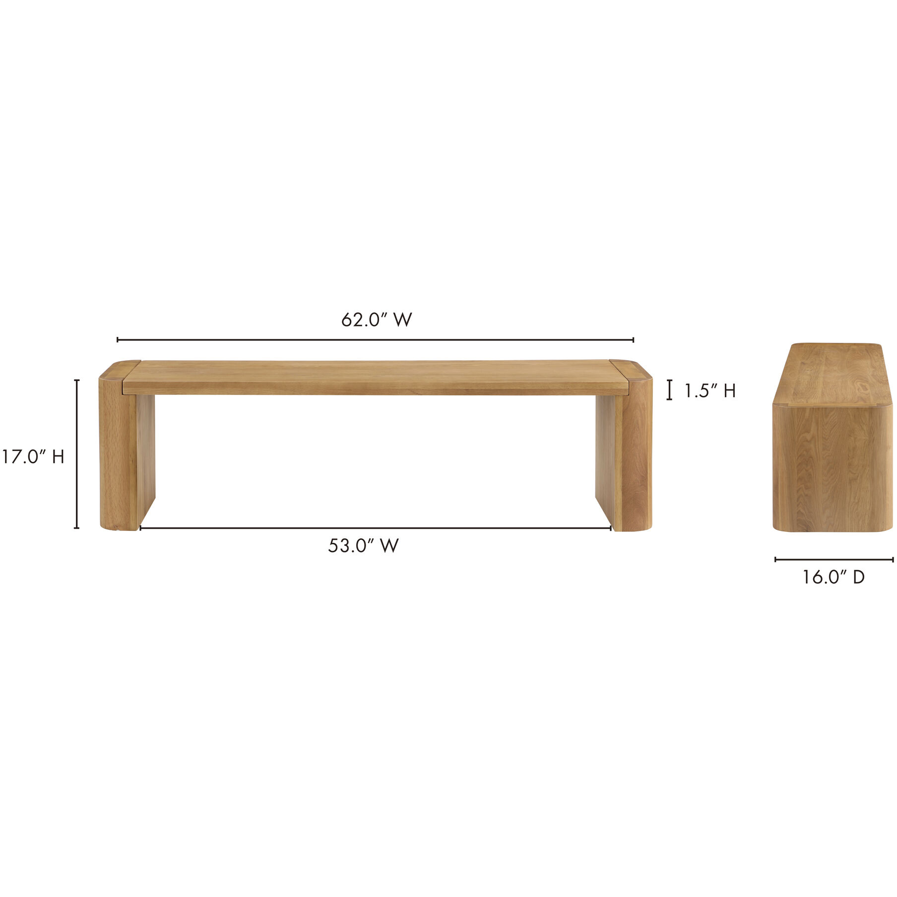 Post Natural Dining Bench, Small