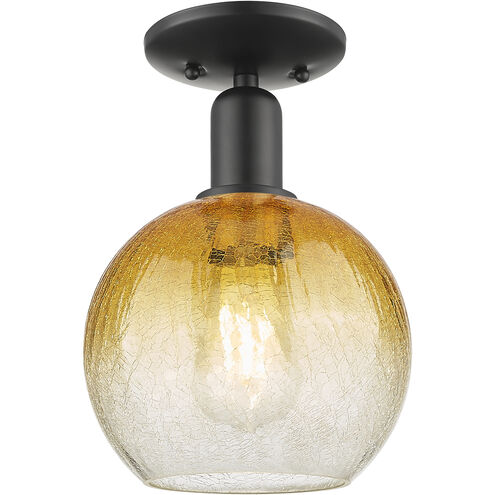 Downtown Urban Brookhaven Globe 1 Light 7.88 inch Matte Black Semi-Flush Mount Ceiling Light in Amber Glass