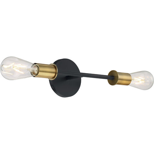 Ryder 2 Light 5 inch Black and Brushed Brass Vanity Light Wall Light