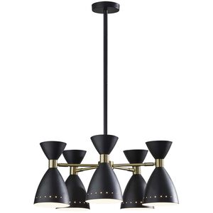 Oscar 5 Light 34 inch Black with Antique Brass 5-Head Pendant Ceiling Light