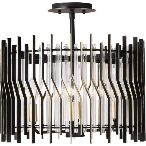 Park Row 4 Light 16 inch Matte Black and French Gold Semi-Flush Ceiling Light, Smithsonian Collaboration