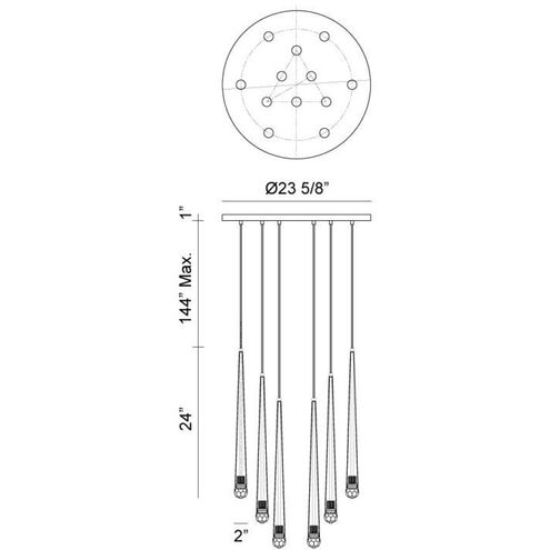 Renaie LED 24 inch Matte Black Pendant Ceiling Light