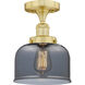 Bell 1 Light 7.75 inch Satin Gold Semi-Flush Mount Ceiling Light