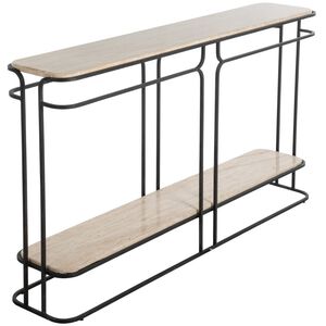 Louise 60 X 12 inch Textured Matte Black / Limestone Console Table