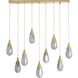 Giselle 9 Light 51 inch Antique Brass Linear Multi-Port Chandelier Ceiling Light