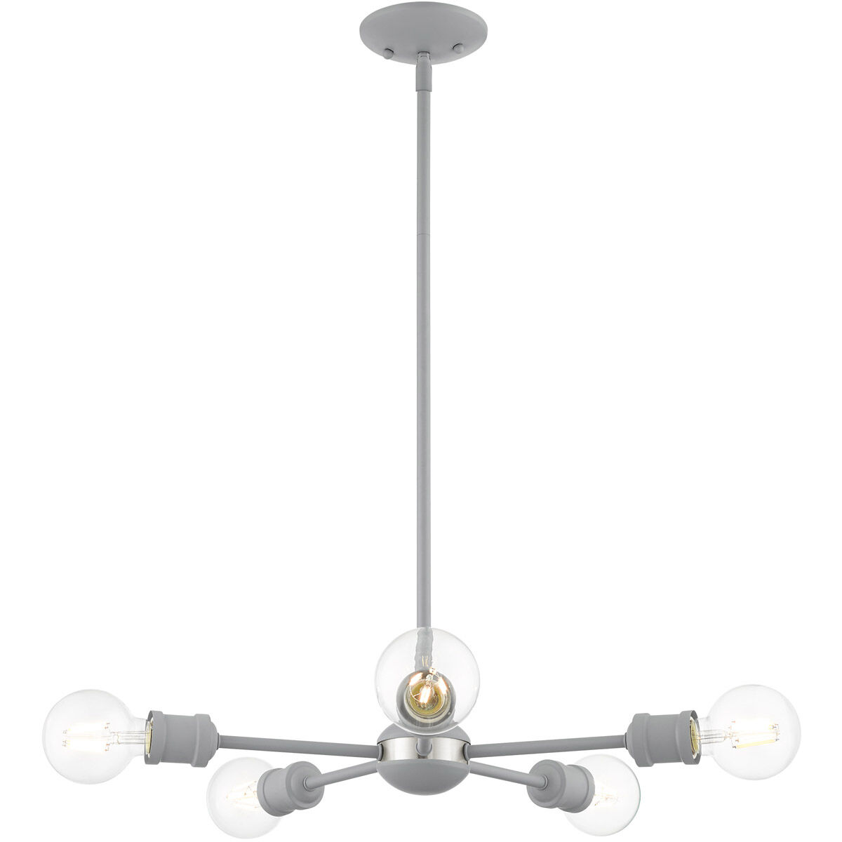Lansdale 5 Light 19 inch Nordic Gray with Brushed Nickel Accents Chandelier Ceiling Light
