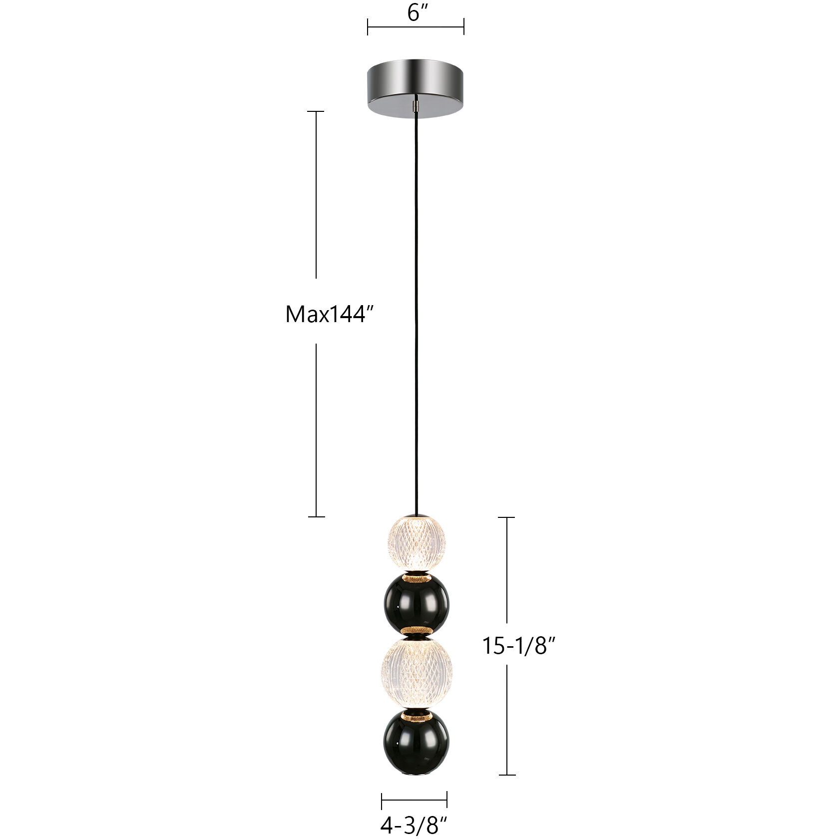 Onyx Pendant Ceiling Light in Polished Nickel