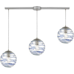 Vines 3 Light 36 inch Satin Nickel Multi Pendant Ceiling Light in Linear with Recessed Adapter, Configurable