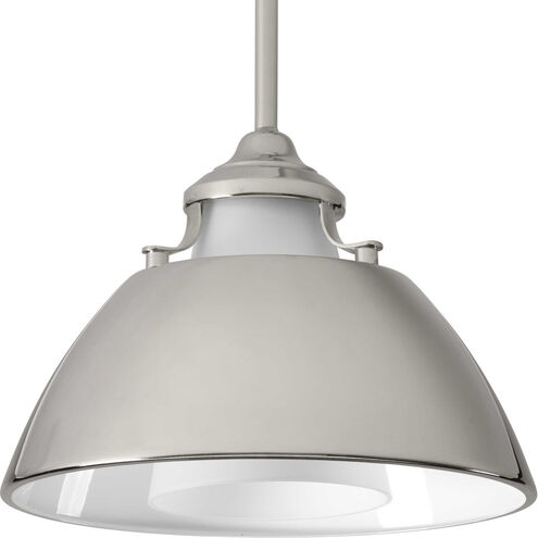 Carbon 1 Light Polished Nickel Pendant Ceiling Light, Design Series