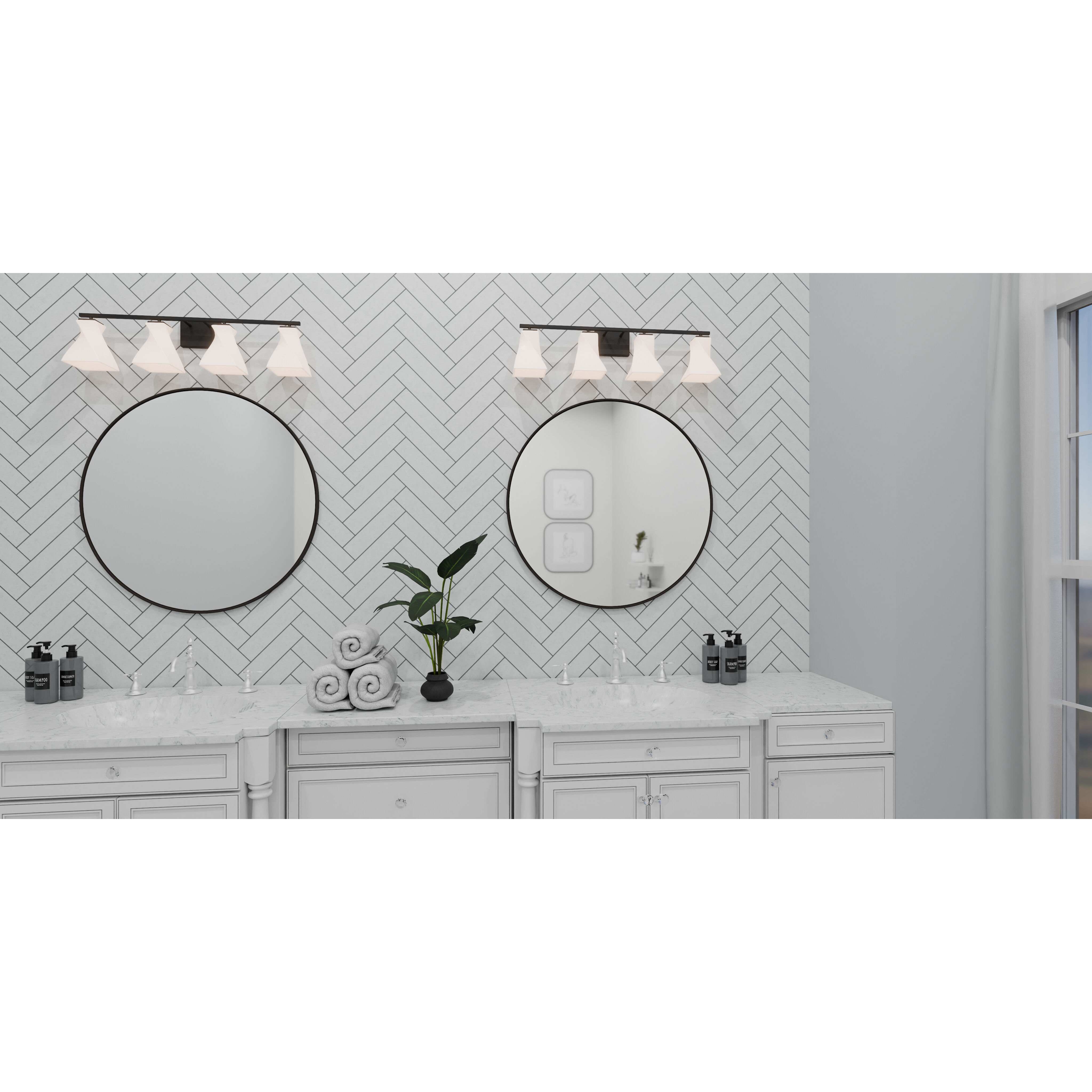 Stetson 4 Light 34.25 inch Matte Black Bath Light Wall Light, Extra Large