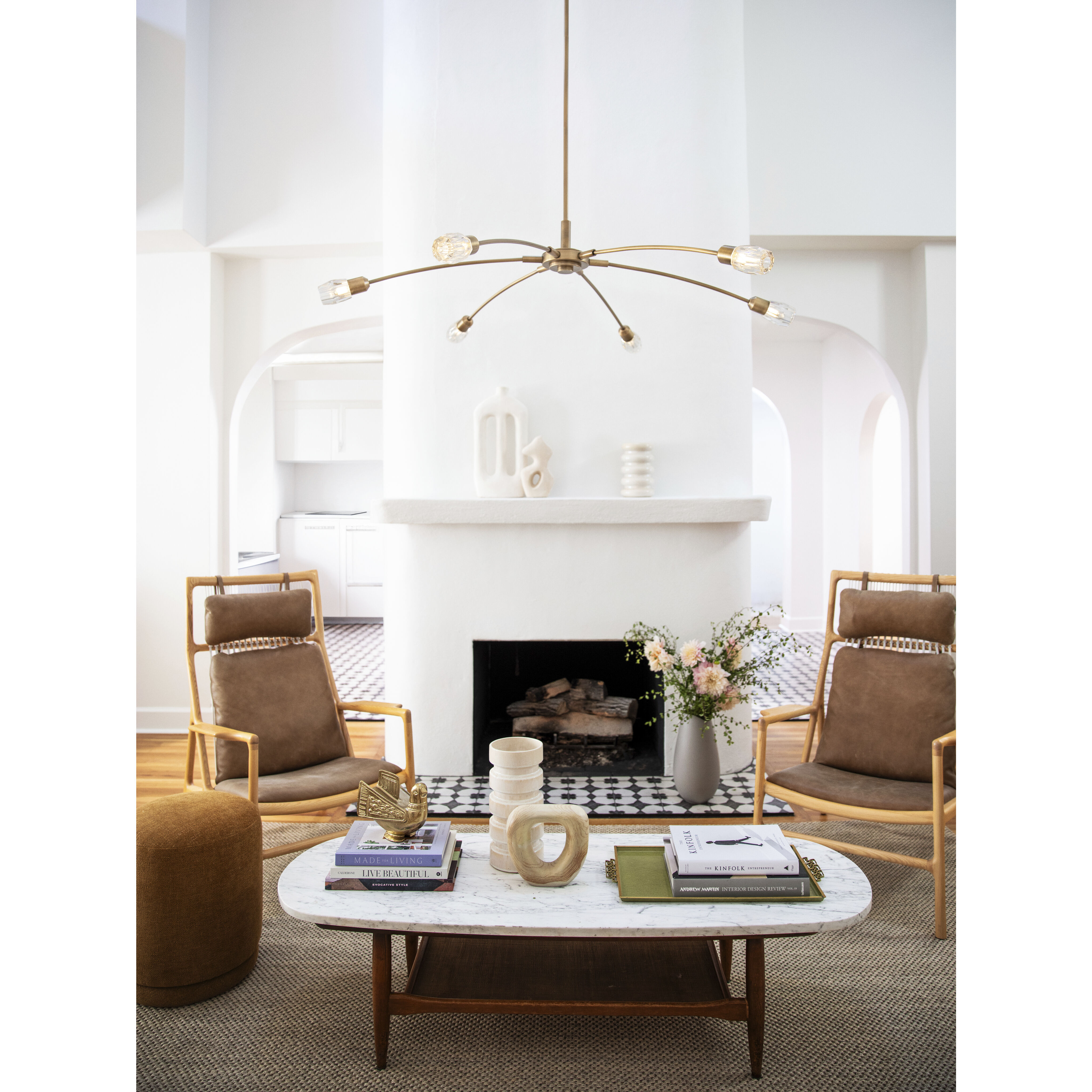 Atera LED 60 inch Heritage Brass Chandelier Ceiling Light, Single Tier