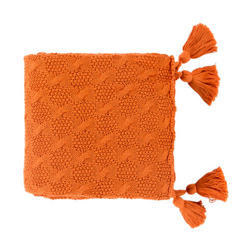 India 60 X 50 inch Bright Orange Throws, Rectangle