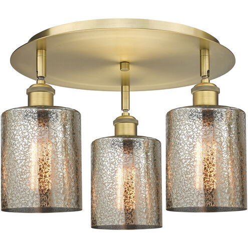Cobbleskill 3 Light 16.75 inch Brushed Brass Flush Mount Ceiling Light in Mercury