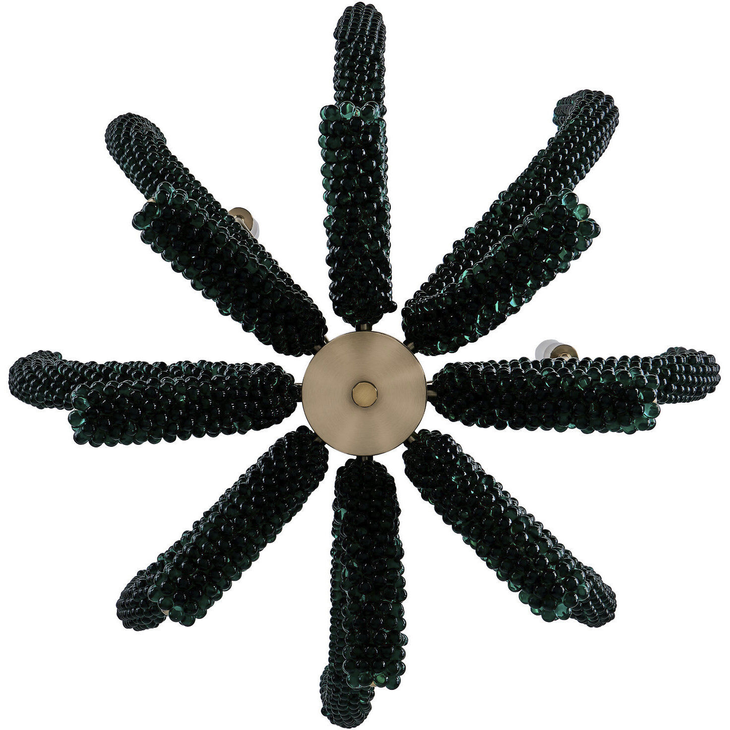 Coral 8 Light 30 inch Brushed Champagne Gold Chandelier Ceiling Light in Green