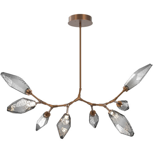 Rock Crystal LED 52.6 inch Burnished Bronze Linear Pendant Ceiling Light in Chilled Smoke, 2700K LED, Modern Branch