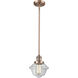 Franklin Restoration Oxford 1 Light 7.5 inch Antique Copper Mini Pendant Ceiling Light in Incandescent, Clear, Franklin Restoration