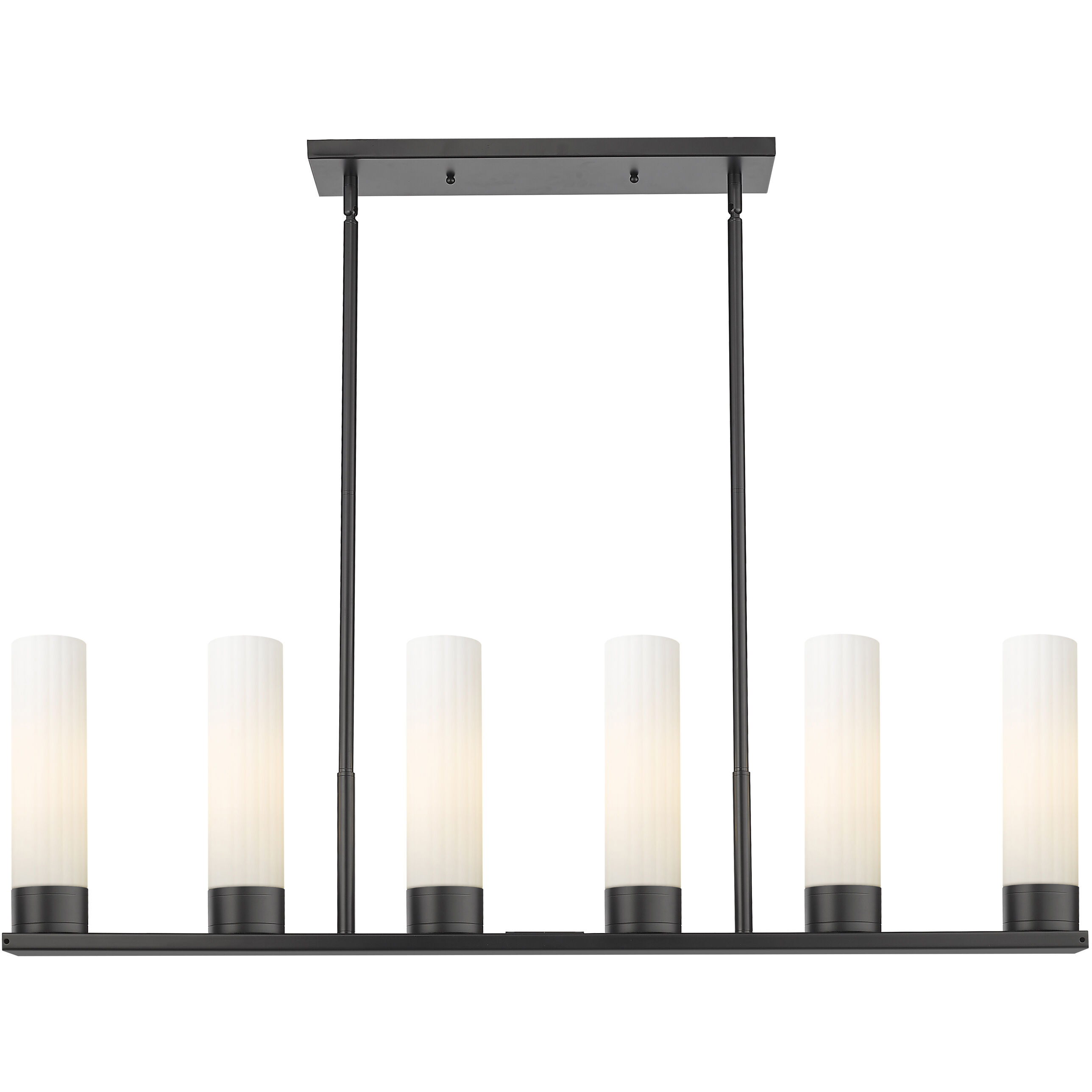 Empire 6 Light 44.25 inch Matte Black Linear Pendant Ceiling Light in Matte White Glass
