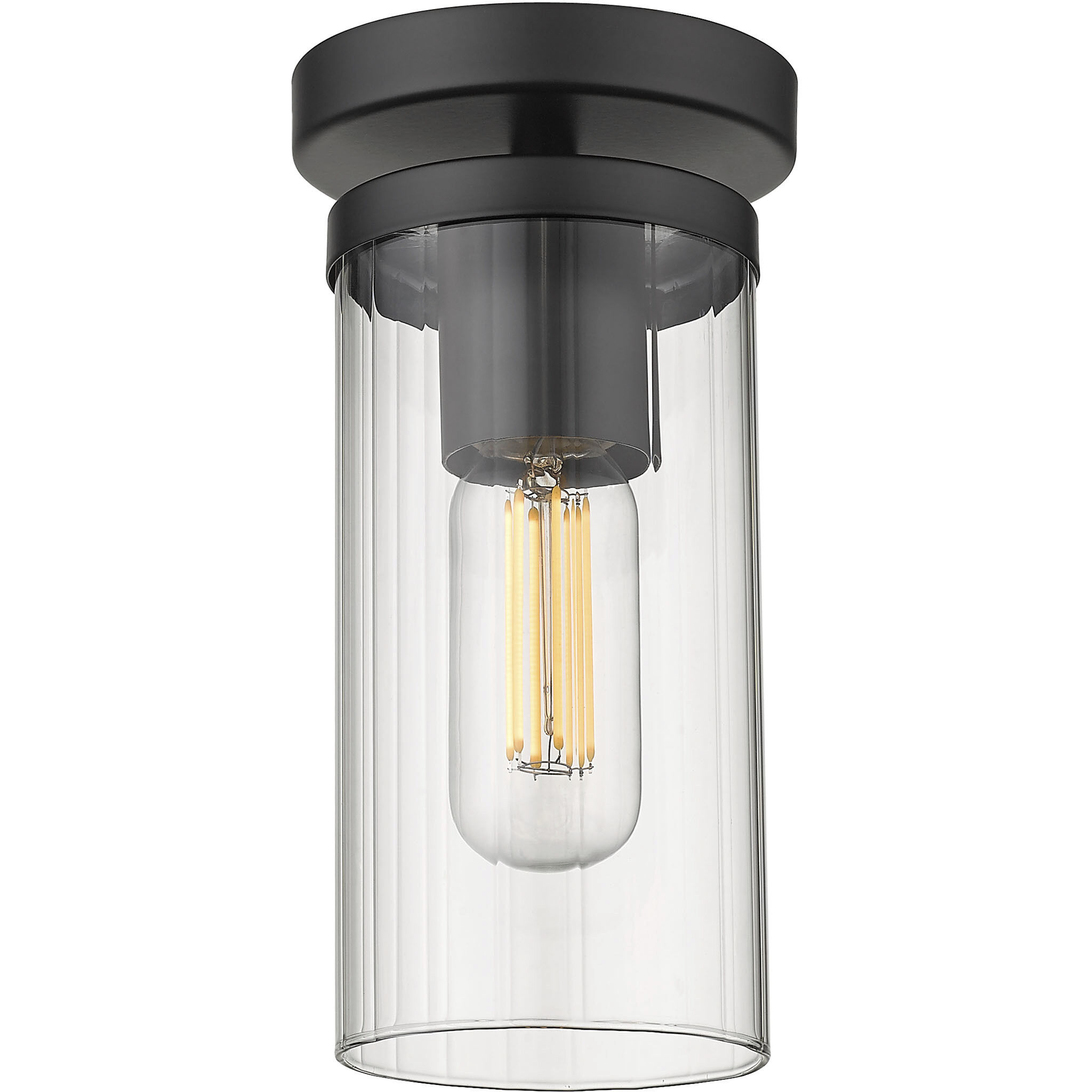 Winslett 1 Light 4.75 inch Matte Black Semi-Flush Mount Ceiling Light, Damp