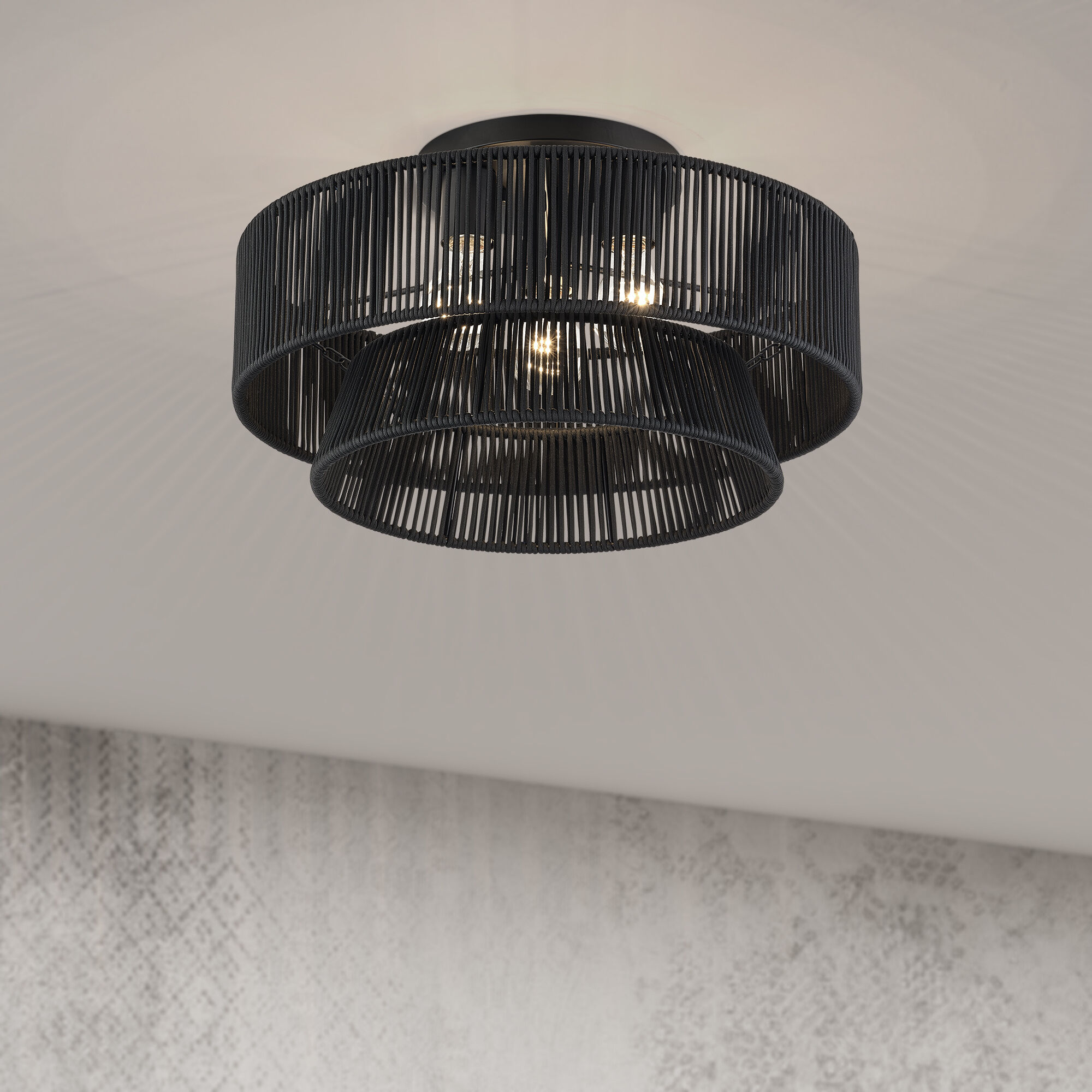 Florell 3 Light 18 inch Black Semi Flush Mount Ceiling Light, Large