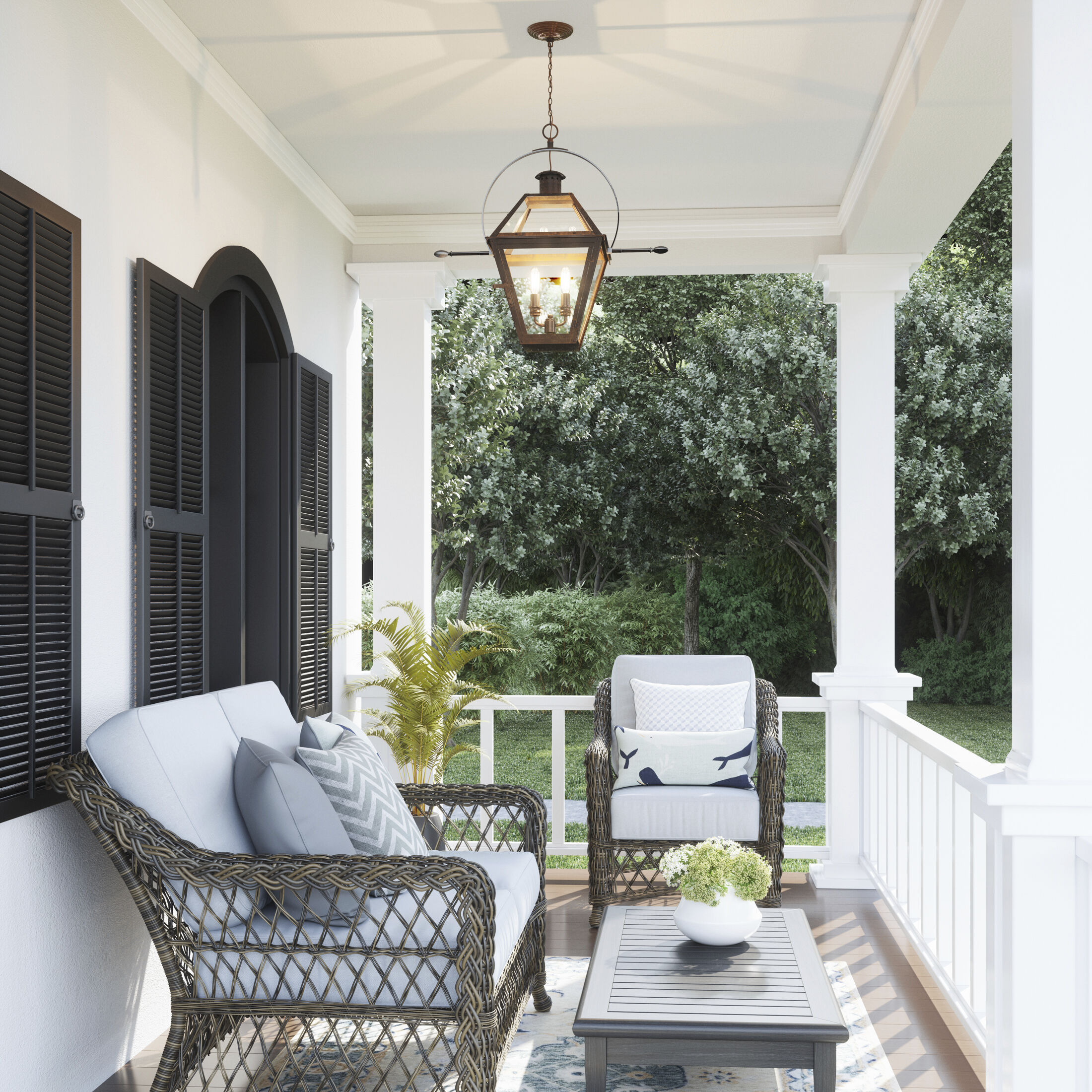 Rue De Royal 2 Light 21 inch Industrial Bronze Outdoor Hanging Lantern