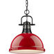 Duncan 1 Light 14 inch Matte Black Pendant Ceiling Light in Red, Large