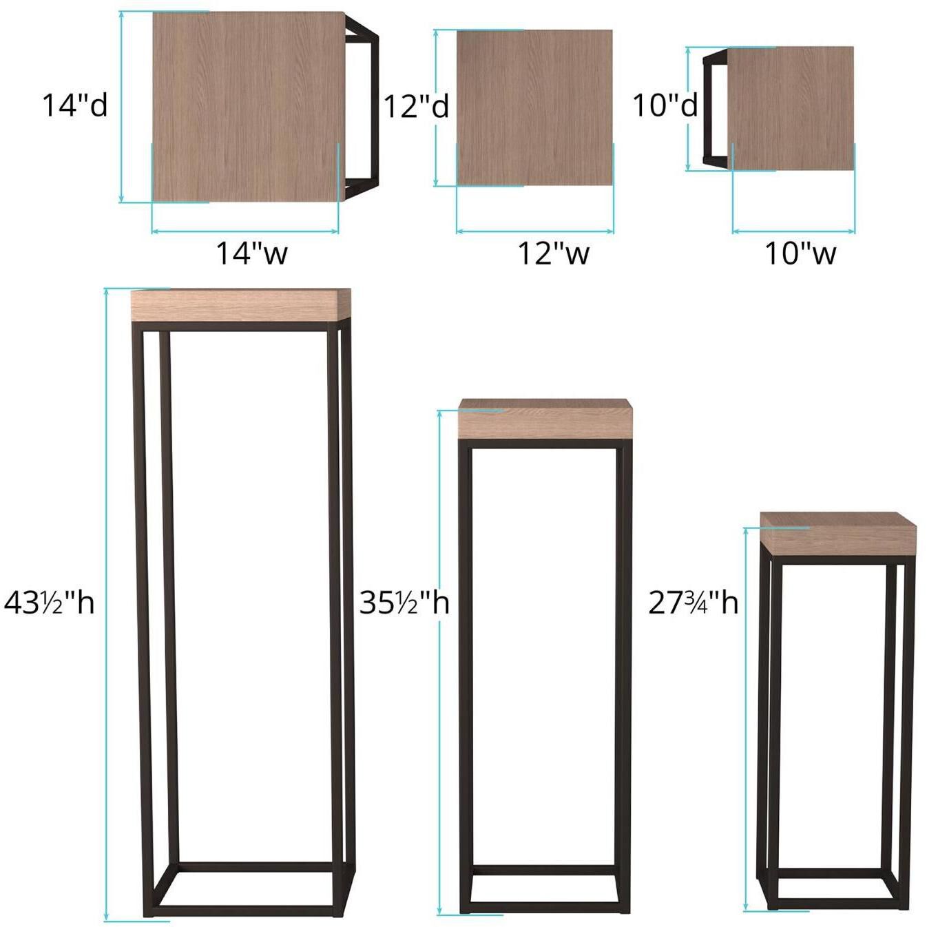 Carter 43 X 14 inch Wood and Metal Pedestal, Set of 3