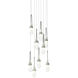 Link 9 Light 20.5 inch Vintage Platinum Pendant Ceiling Light in Clear with White Threading, Round