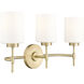 Keylee 3 Light 22 inch Vintage Brass Bathroom Vanity Light Wall Light