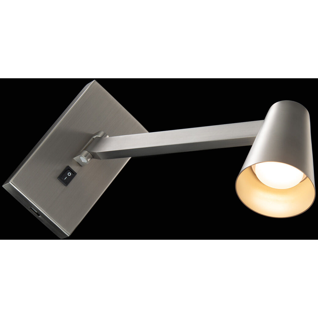 Grisham Reading Light Wall Light in Brushed Nickel, dweLED