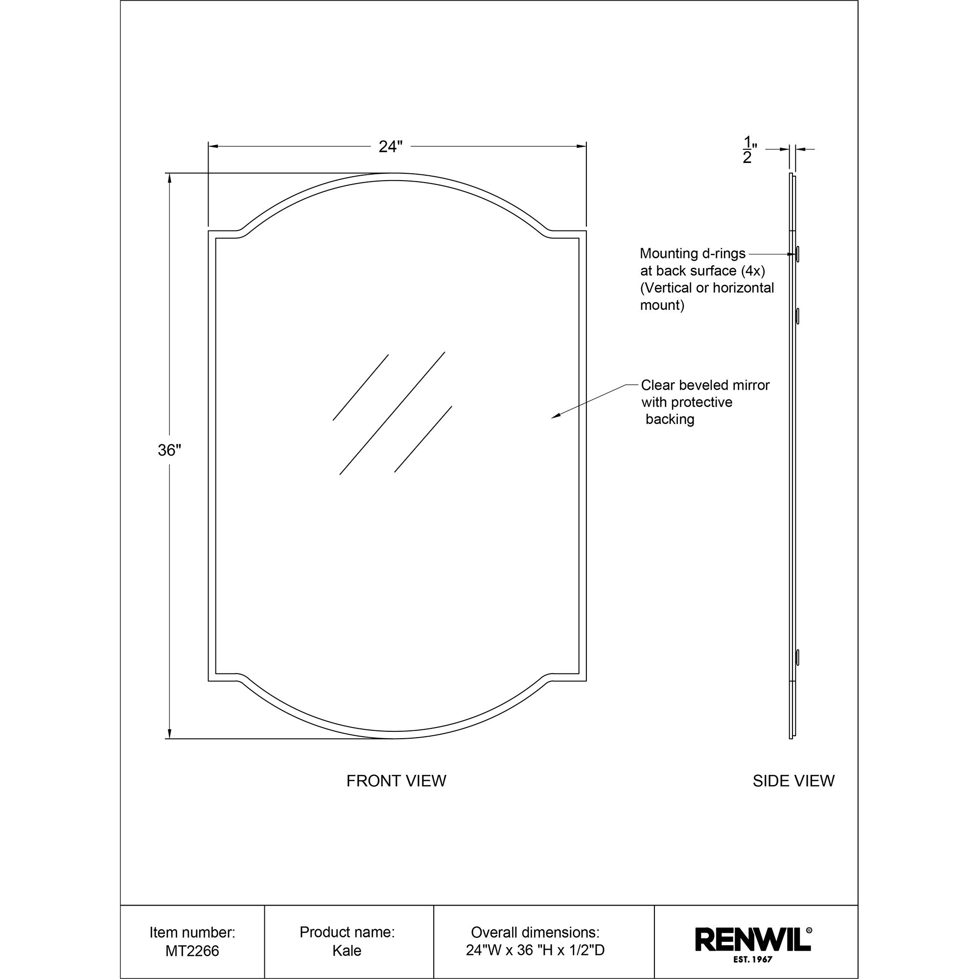 Kale 36 X 24 inch Mirror Wall Mirror