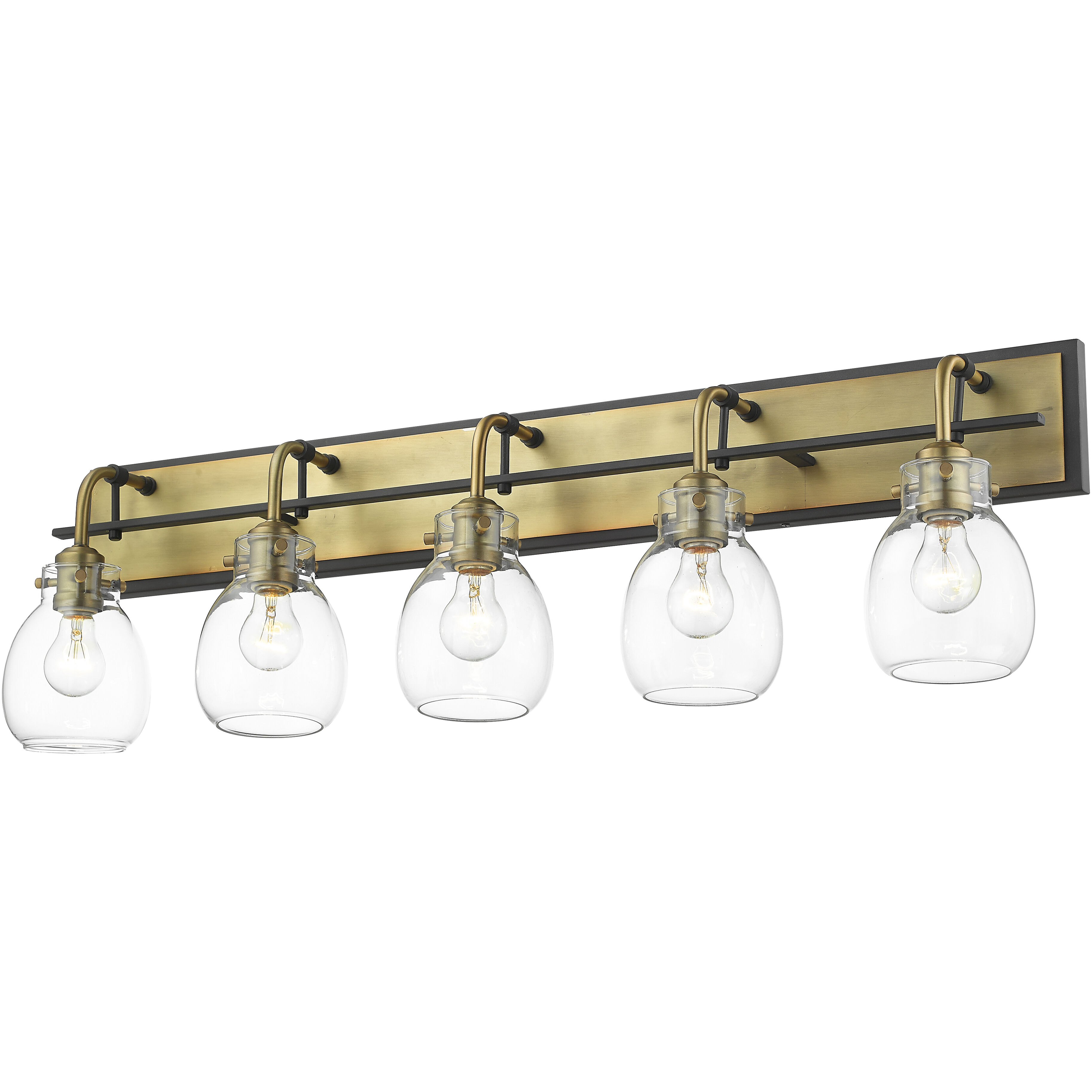 Kraken 5 Light 38 inch Matte Black and Olde Brass Vanity Wall Light