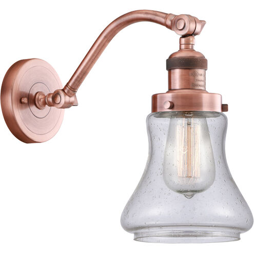 Franklin Restoration Bellmont LED 7 inch Antique Copper Sconce Wall Light in Seedy Glass, Franklin Restoration