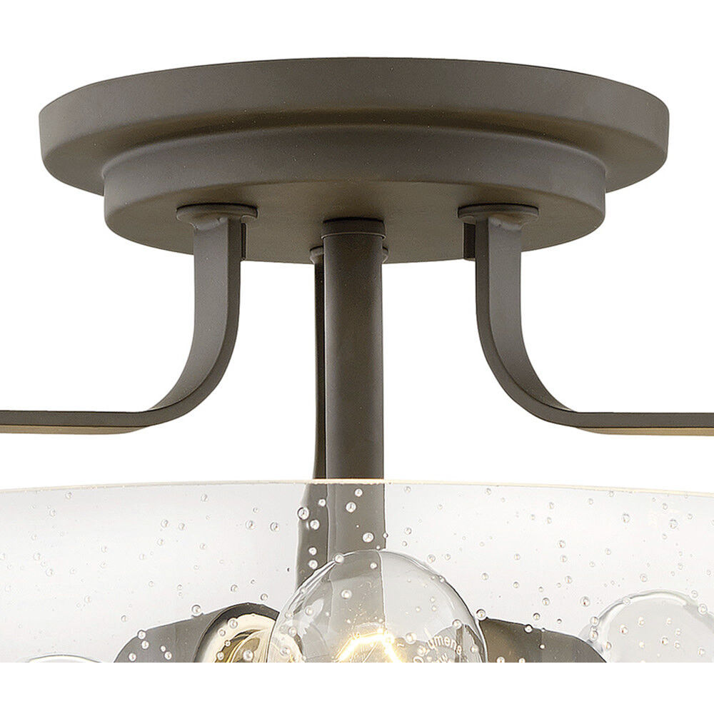 Harper 3 Light 18 inch Oil Rubbed Bronze Indoor Semi-Flush Mount Ceiling Light in Clear Seedy