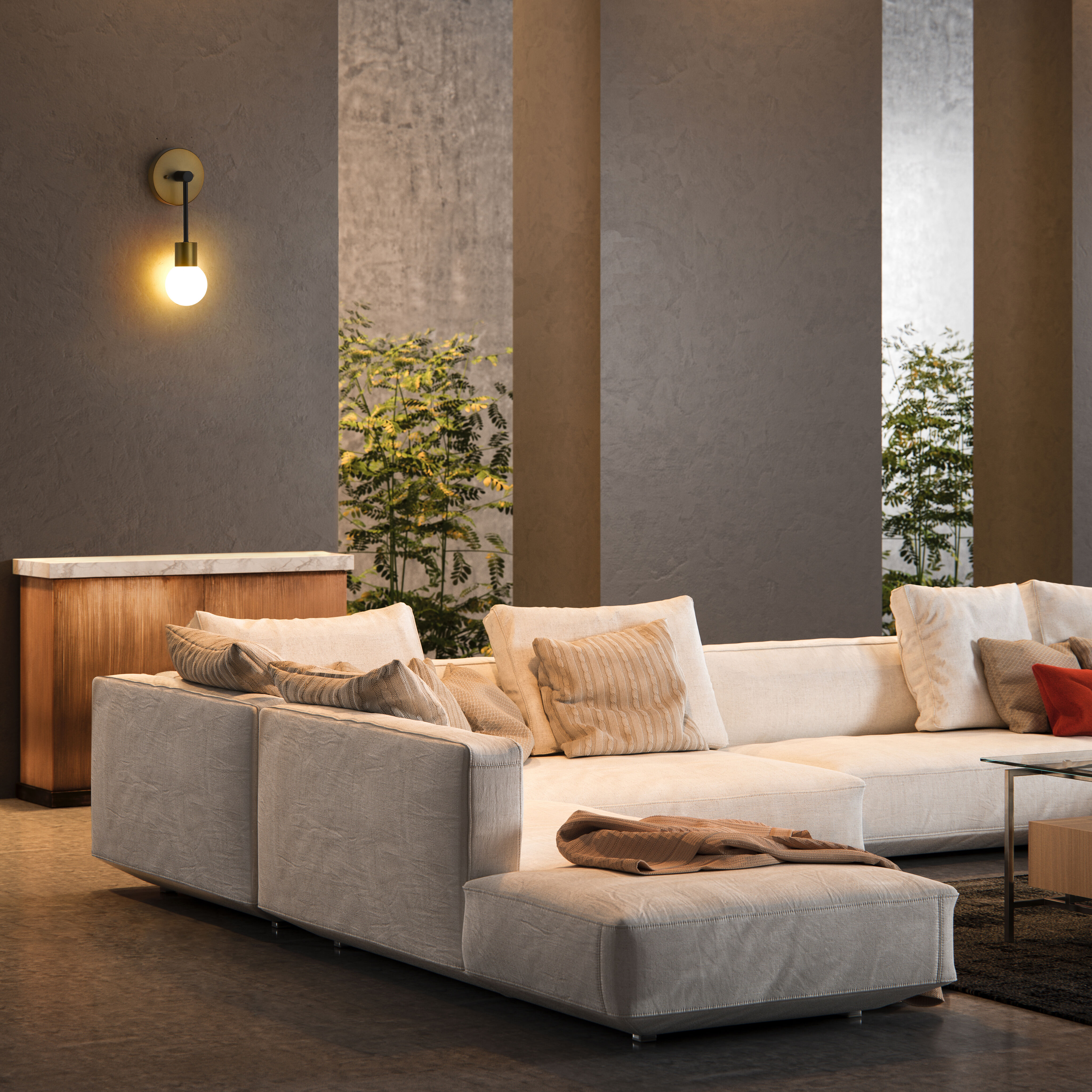 Neutra 1 Light 6 inch Matte Black and Foundry Brass Wall Sconce Wall Light