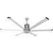 i6 72 inch Brushed Silver Outdoor Ceiling Fan in Brushed Aluminum, Standard Mount