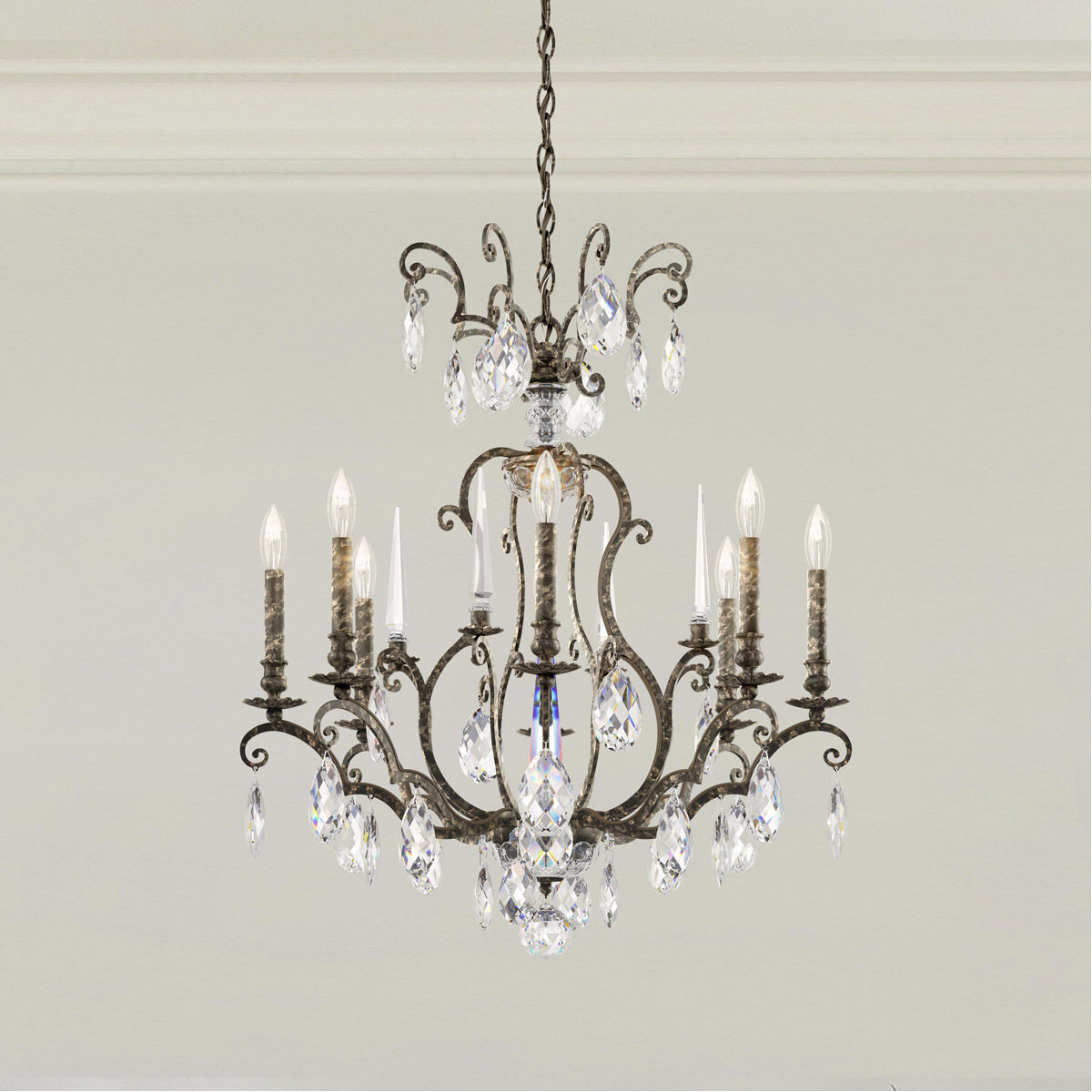 Renaissance Nouveau 8 Light 32 inch Heirloom Bronze Chandelier Ceiling Light, Adjustable Height