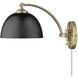 Rey 1 Light 8 inch Aged Brass Articulating Wall Sconce Wall Light in Matte Black, Adjustable