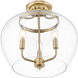 Joliet 3 Light 15.75 inch Burnished Brass Semi Flush Mount Ceiling Light