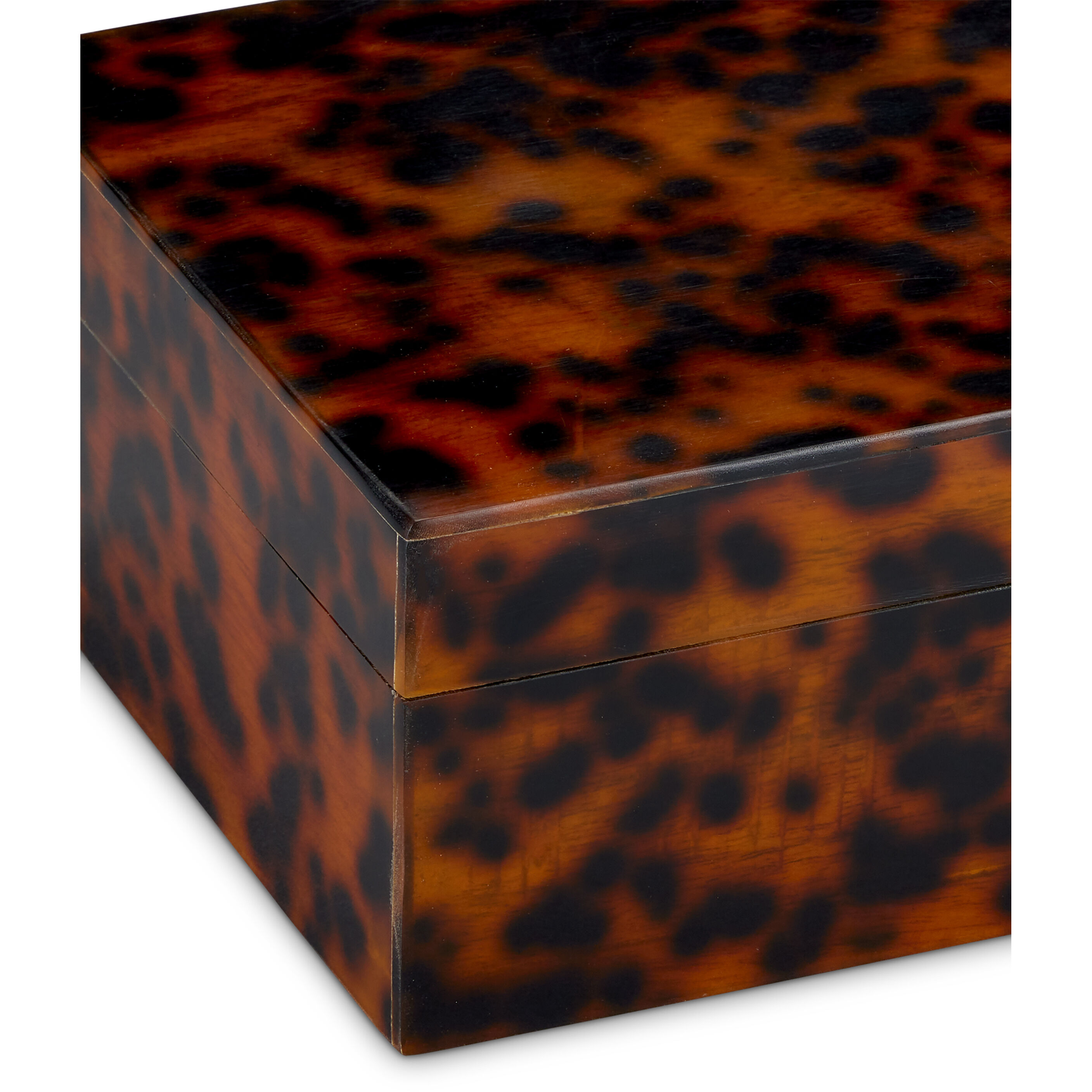 Faux Tortoise 10.5 inch Brown and Black Boxes, Set of 2